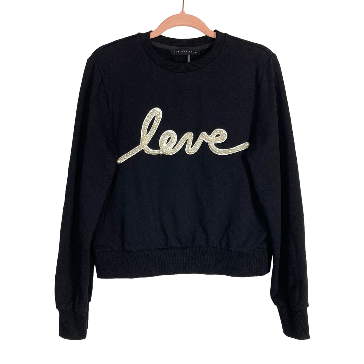 Endless Rose Black Love Pearl Sweater- Size ~XS (no size tag