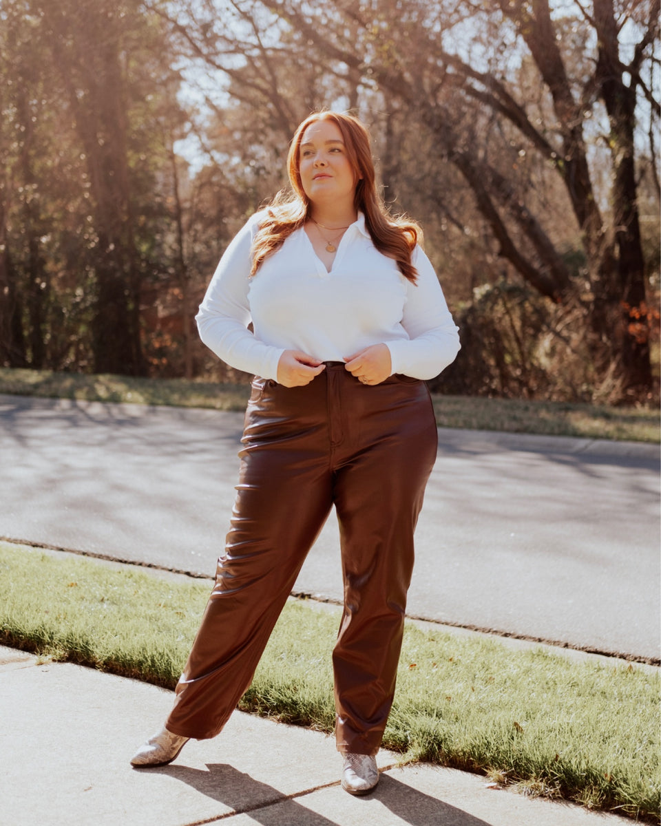 Abercrombie Fitch Brown Vegan Leather Curve Love 90's Straight