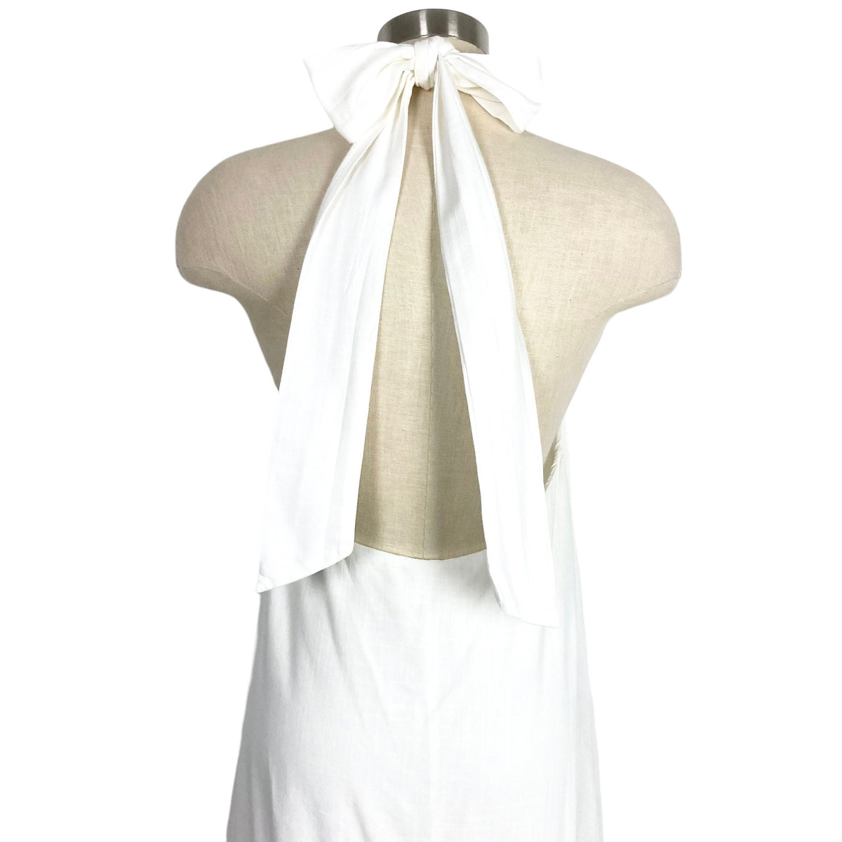 Girl and the Sun White Linen Open Back with Back Tie Halter Maxi Dress The Saved Collection Girl and the Sun White Linen Open Back with Back Tie Halter Maxi Dress The Saved Collection