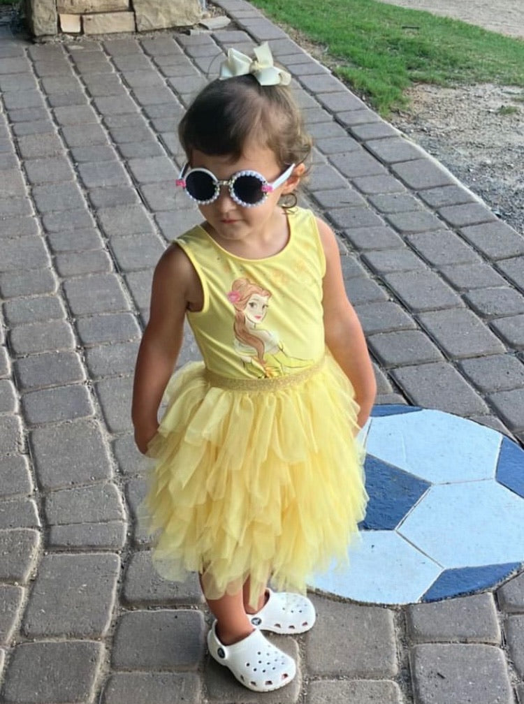 strapless open back dress Disney Princess Yellow Belle with Tulle Skirt Dress- Size 2T – The Saved  Collection