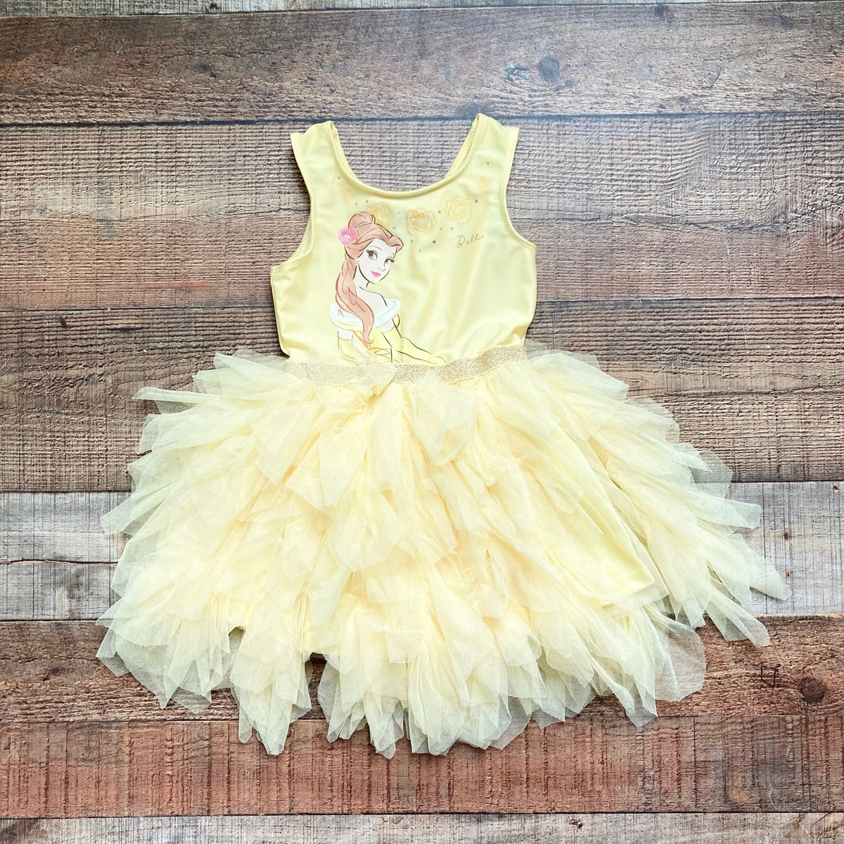 Disney Princess Yellow Belle with Tulle Skirt Dress- Size 2T