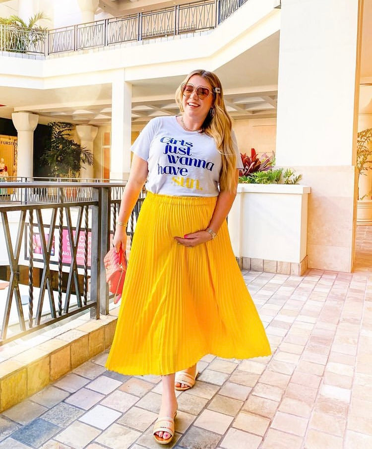 J Crew Yellow Pleated Pull On Midi Skirt- Size XLT J Crew Yellow Pleated Pull On Midi Skirt- Size XLT