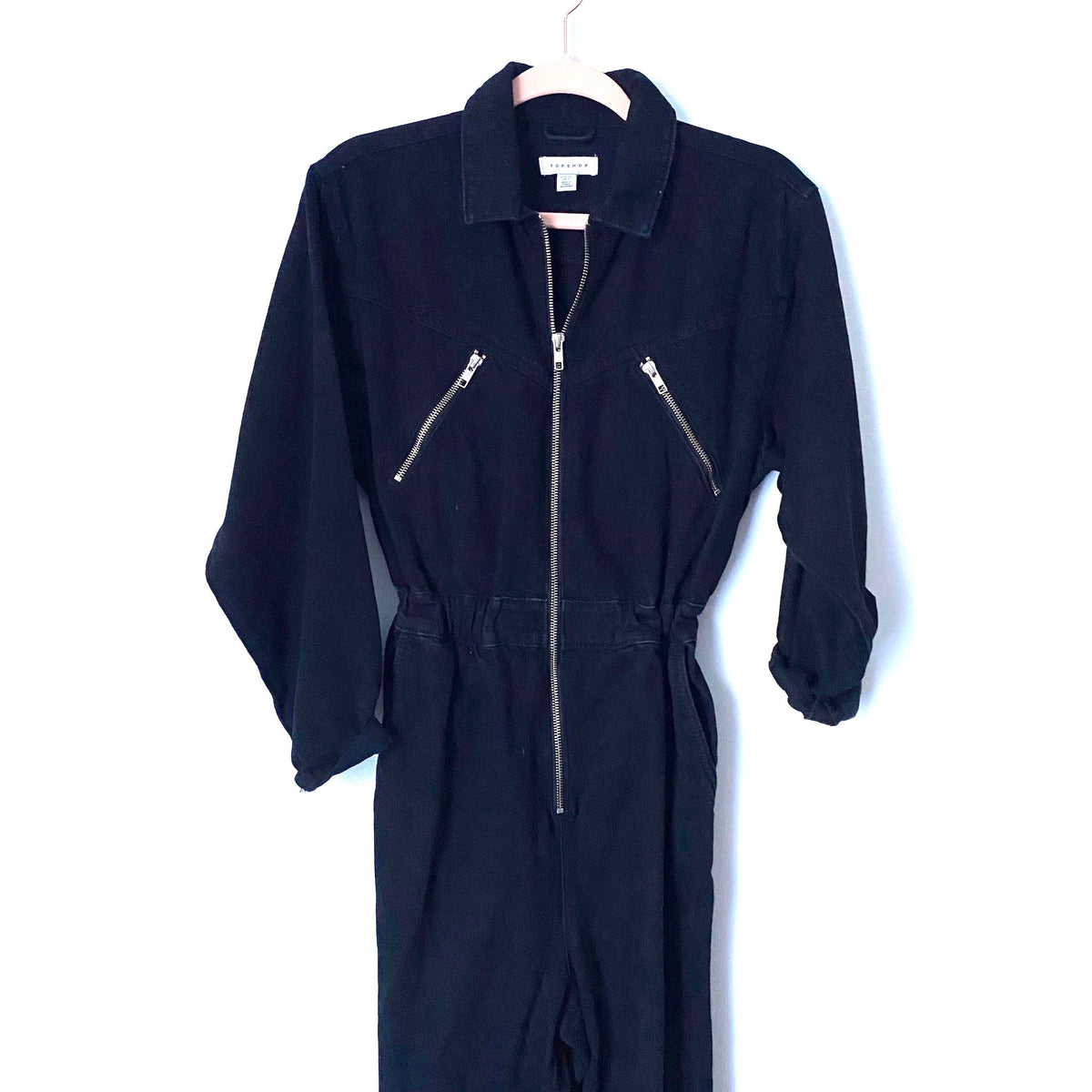 Topshop Black Denim Jumpsuit- Size – The Saved Collection
