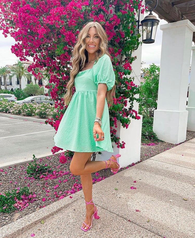 Mable Neon Green Back Tie Belted Dress- Size S – The Saved Collection