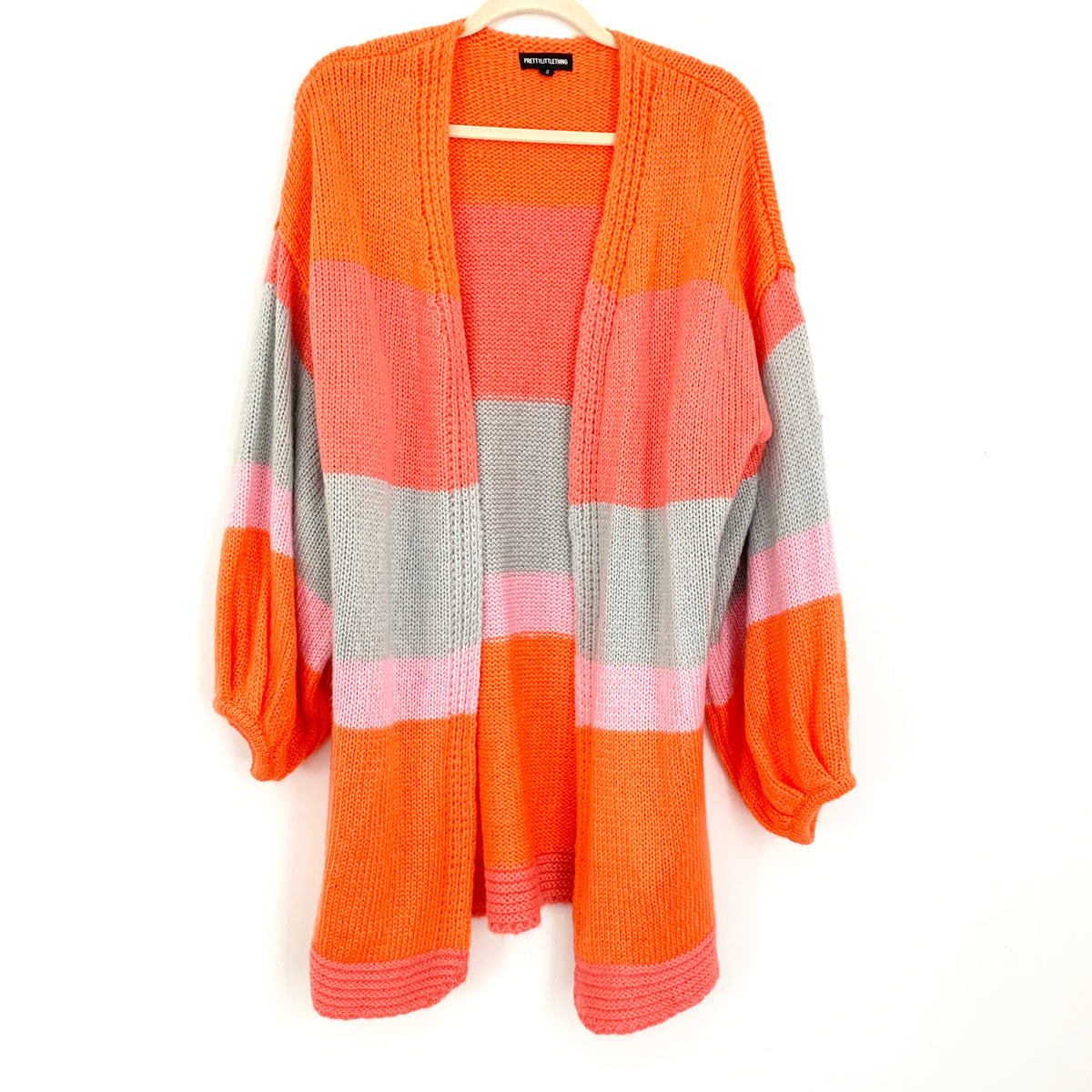 Pretty Little Thing Women L Striped Duster Sweater Multicolor Rayon offers Blend LS