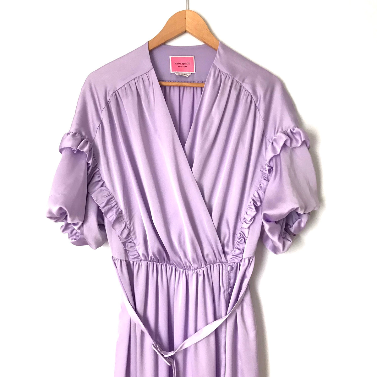 Kate Spade Purple Belted Satin Midi Dress with Front Slit- Size 12  The  Saved Collection