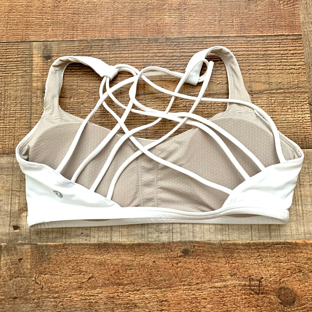 Lululemon White Padded Strappy Back Sports Bra- Size 8 – The Saved  Collection