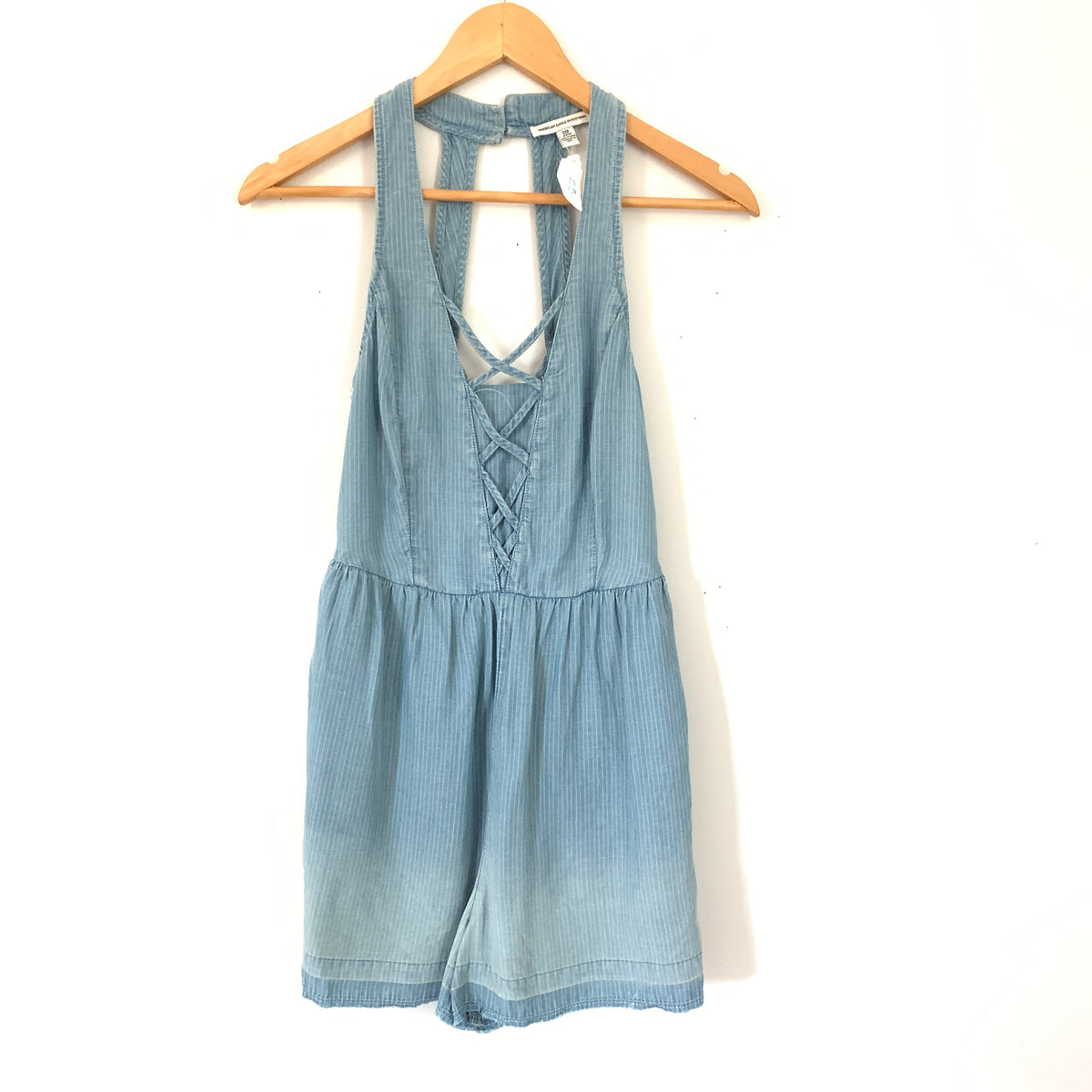 American Eagle Pinstripe Lace Up Romper- Size XXS – The Saved