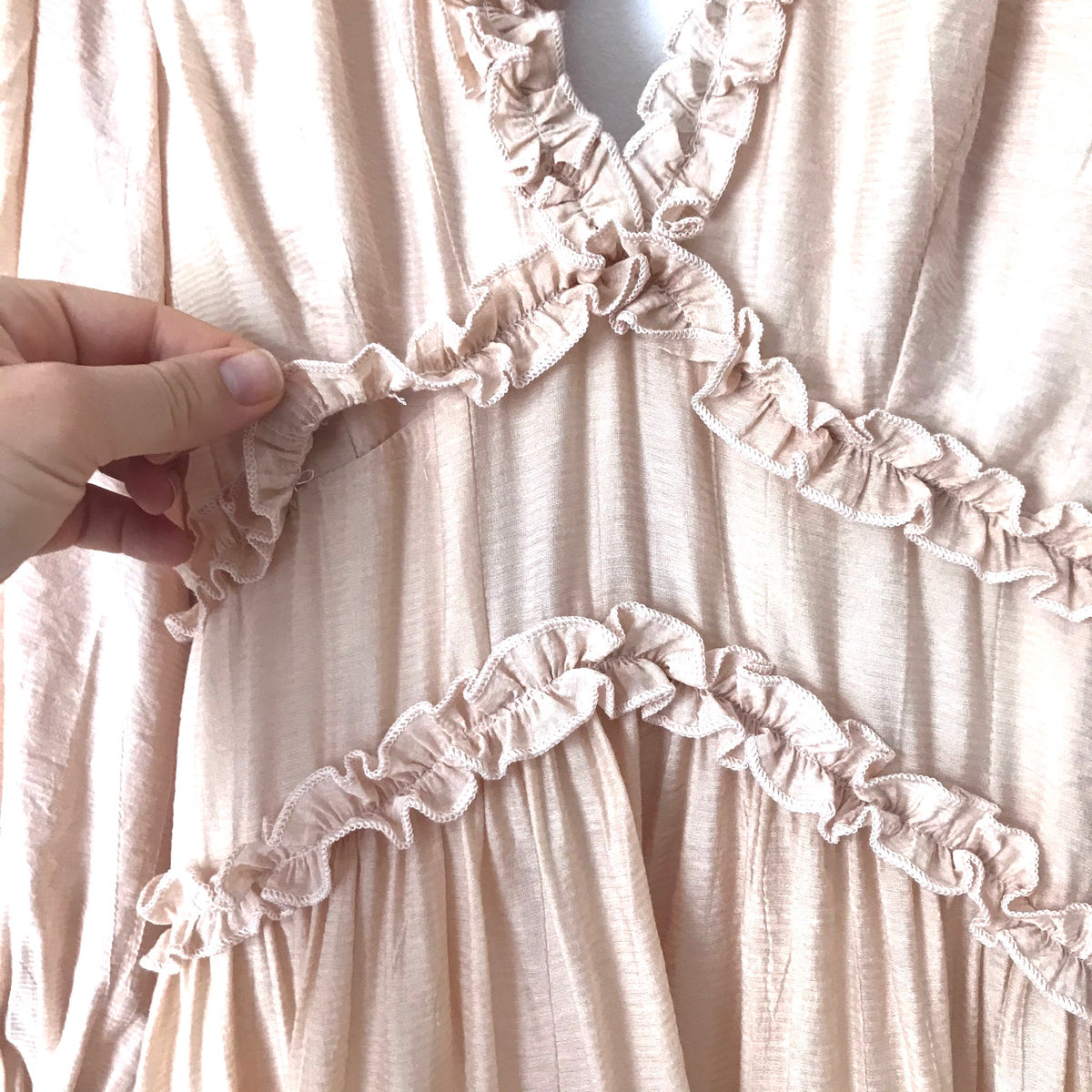 Saints + Secrets Blush Pink Ruffle Dress with Exposed Back- Size S (se –  The Saved Collection
