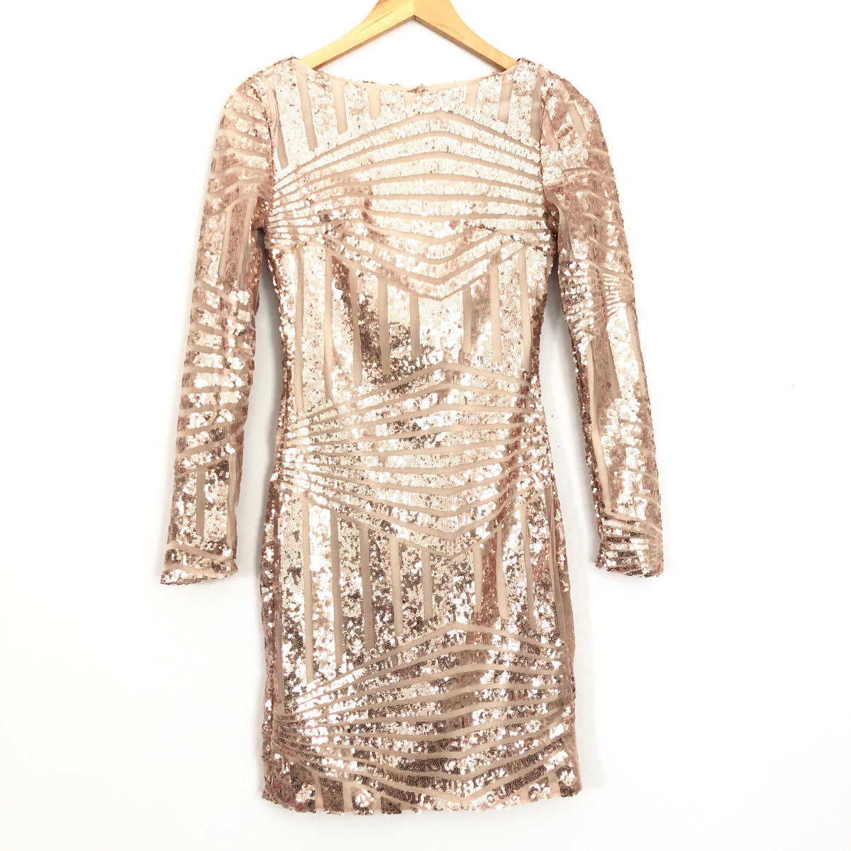 O. Vianca Long Sleeve Low Back Sequin Dress- Size S – The Saved Collection