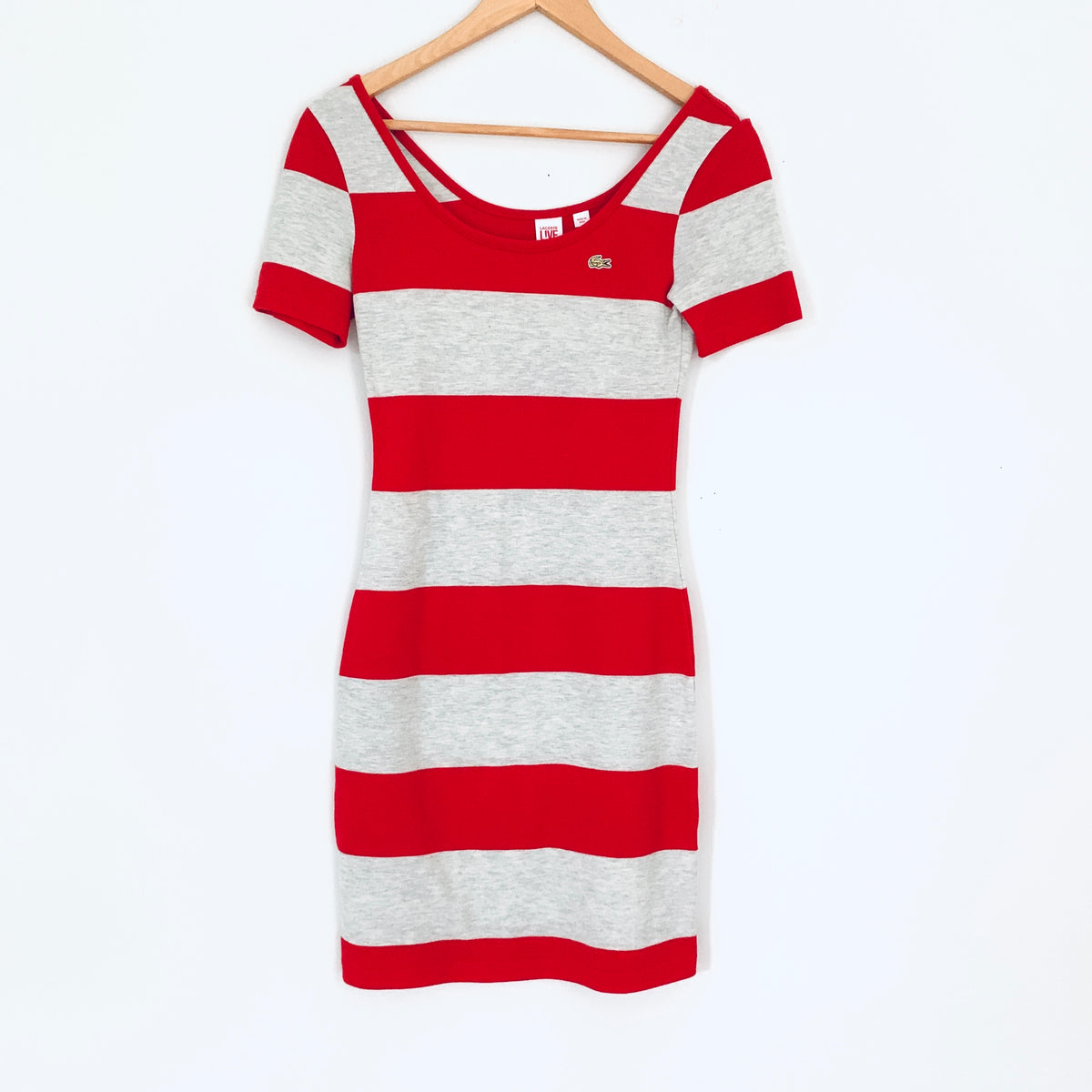 Lacoste L!VE Red/Grey Striped T Shirt Dress- Size XS – The Saved Collection