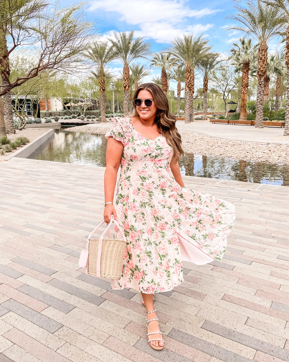 Rachel Parcell Pink Eyelet Midi Dress- Size XL (sold out online) – The  Saved Collection