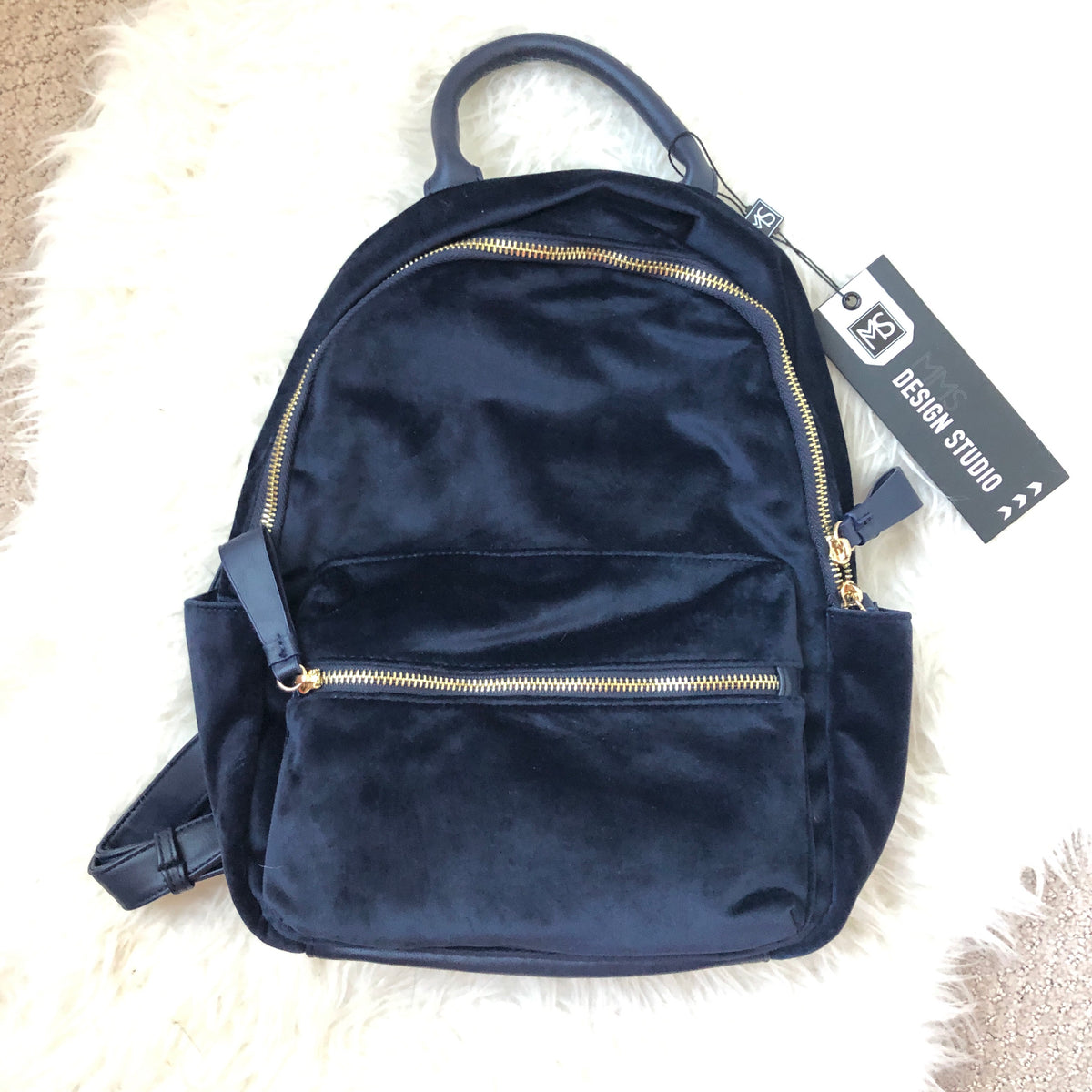 blue velvet mini backpack MMS Design Studio Velvet Navy Backpack NWT – The Saved Collection