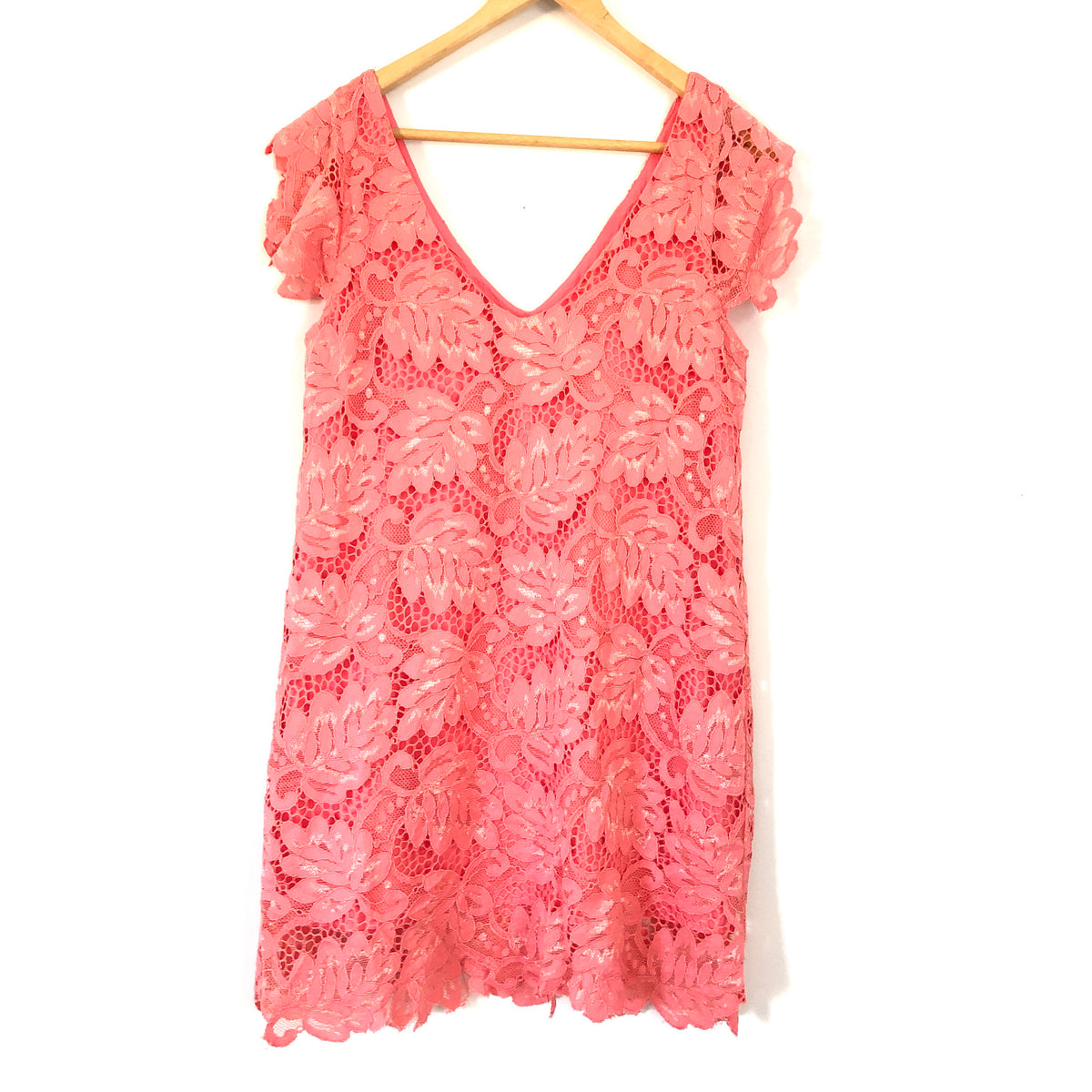 Pink Lace Jacqueline Lace Shift Dress Bb Dakota BB Dakota Pink Lace Overlay  Shift Dress- Size