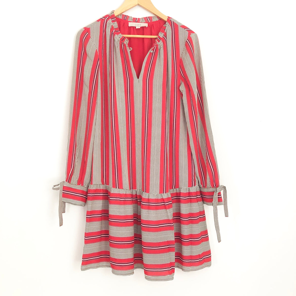 LOFT Red Striped Drop Waist Dress- Size S The Saved Collection LOFT Red Striped Drop Waist Dress- Size S The Saved Collection