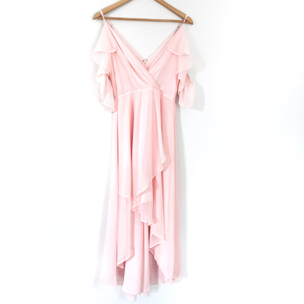 chelsea28 off shoulder dress Chelsea28 Pink Off the Shoulder Ruffle High/Low Maxi- Size XS – The Saved  Collection