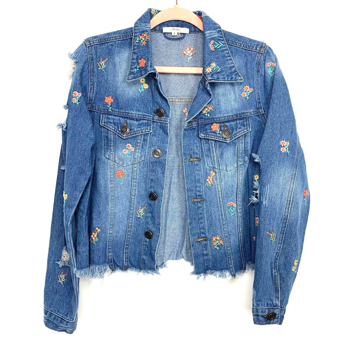 Reversible Varsity jacket - Floral denim – amnotboutique