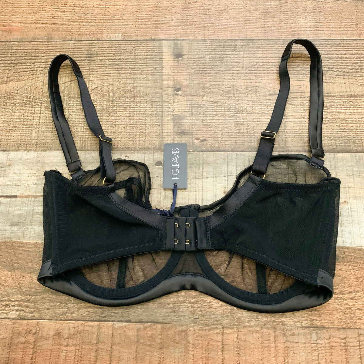 Figleaves Black Pimlico Non Pad Underwired Sheer Balcony Bra NWT- Size –  The Saved Collection