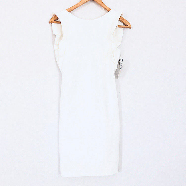 Zara Trafaluc White Ruffle Tank Sleeve Dress with Low Back NWT- Size S The Saved Collection Zara Trafaluc White Ruffle Tank Sleeve Dress with Low Back NWT- Size S The Saved Collection