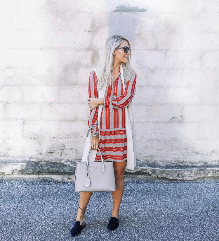 LOFT Red Striped Drop Waist Dress- Size S LOFT Red Striped Drop Waist Dress- Size S