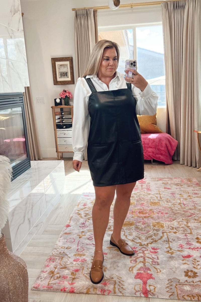 Abercrombie & Fitch Black Vegan Leather Shift Mini Dress- Size XL (sol –  The Saved Collection