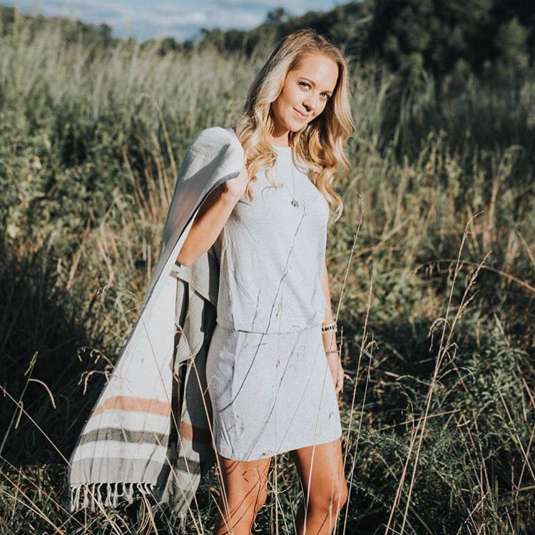 Lou & Grey Drop Waist Grey Dress- Size XS