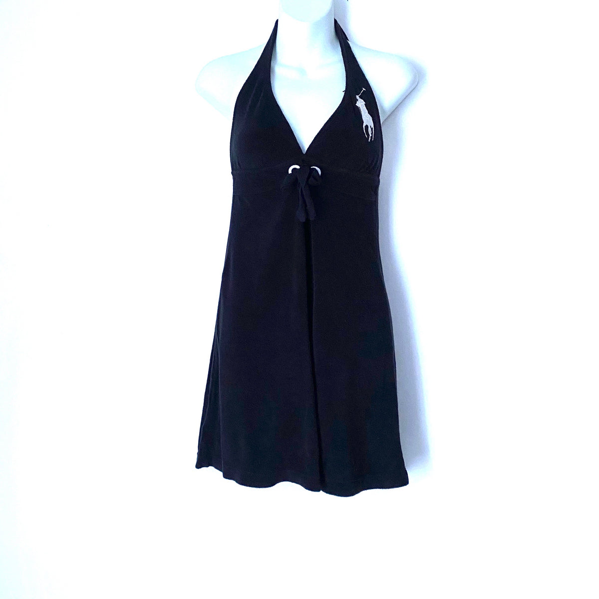 open lace back dress Ralph Lauren Black Towel Halter Dress/Cover Up- Size S