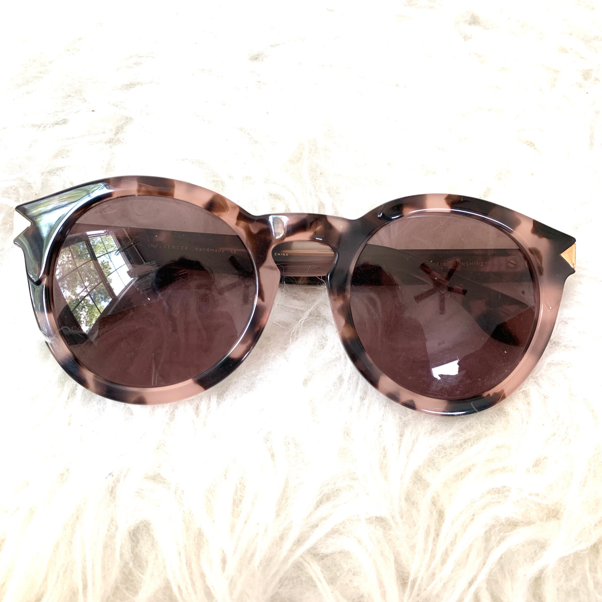 Stella & Dot Influenced Handmade Tortoise Rose Sunglasses Tortoise Narrow Retro-Vintage Round Tinted Sunglasses with  main image 3