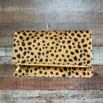 No Brand Animal Print Foldover Clutch With Metal Strap (Like New)
