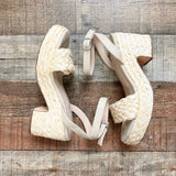Scoop Raffia Suede Ankle Strap Platform Sandals- Size 7.5 (see notes, sold out online)