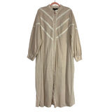 Pomander Place Tan Linen Blend Side Slits Dress- Size XXXL