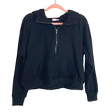 Pink Lily Black Zip Pullover Hooded Sweatshirt- Size S