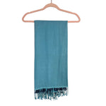 Karma Navy/Blue/Light Blue Ombre Pashmina and Silk Blend Tassel Fringe Scarf NWT