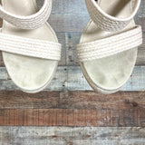 Raye Ivory Rope Braided Ankle Strap Block Heel Sandals- Size 7.5 (sold out online)