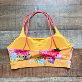Peloton Saffron Floral Print with Back Criss Cross Straps Speed Up Padded Sports Bra NWT- Size L