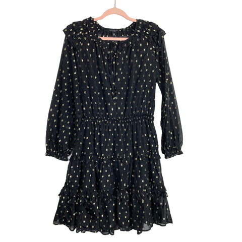 Current Air Black and Metallic Gold Print Dress- Size L