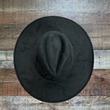 Pink Lily For Next Time Black Wide Brim Hat NWT