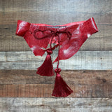 Odette Gomes Wine Animal Skin Tassel Tie Belt (see notes)