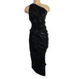 Norma Kamali Black One Shoulder Cinched Bodycon Dress- Size S/36