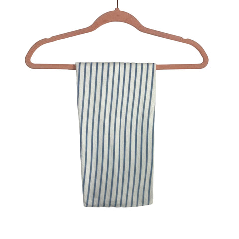 Peanutshell White and Blue Striped Cotton Blanket- 0-3 Months