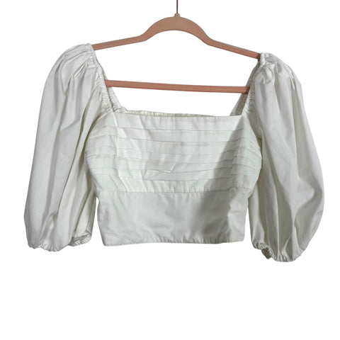 Abercrombie & Fitch White Puff Sleeve Crop Top - Size S (See Notes)