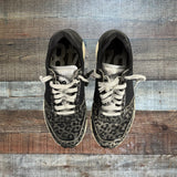 P448 Black Leopard Print Silver Tongue Sneakers - Size 37 (See Notes)