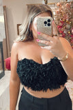 Eloquii Black Faux Feather Bustier Top- Size 14/16 (sold out online)