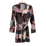Cupshe Black and Pink Paisley Print Button Up Belted Dress- Size M