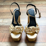 ASOS Gold Ankle Wrap Platform Heeled Sandals- Size 9 (see notes, sold out online)