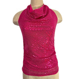 Grace Karin Hot Pink Sequins Draped Neckline Halter Top NWT- Size S