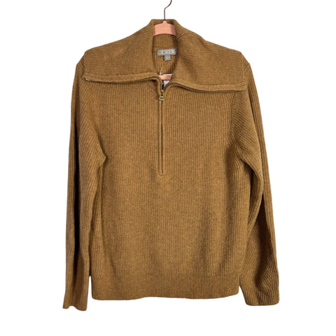 J. Crew Light Brown Wool Blend Zip Pullover Sweater NWT- Size S
