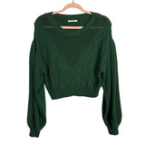 Tularosa Hunter Green Bubble Sleeve Knit Top - Size S (Sold Out Online)