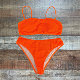 No Brand Neon Orange Textured Bikini Bottoms- Size L (we have matching top)