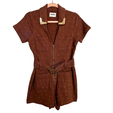 Show Me Your Mumu Brown Studded Romper - Size S (sold out online)